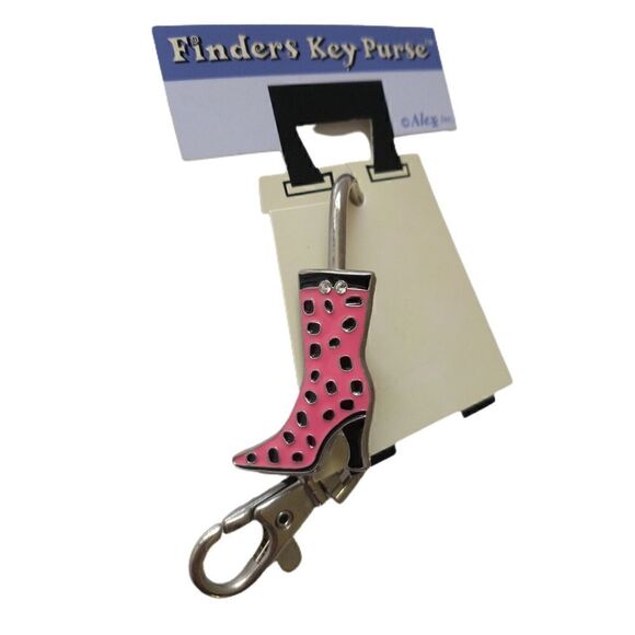 Enameled Boot ALEXX Inc FINDERS KEY PURSE Finder Fob Keychain Pink Rhinestones. - Picture 10 of 15